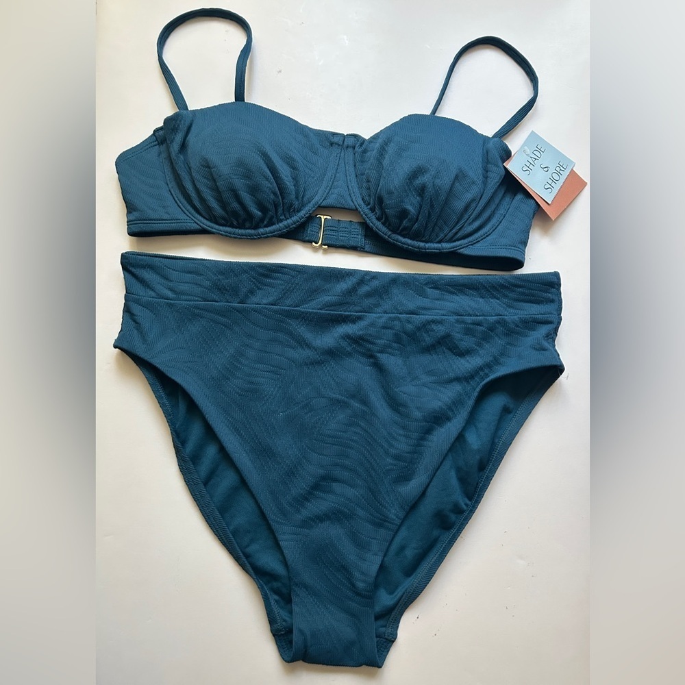 Shade & Shore Women’s Jacquard High Waist Bikini Set -Size Large